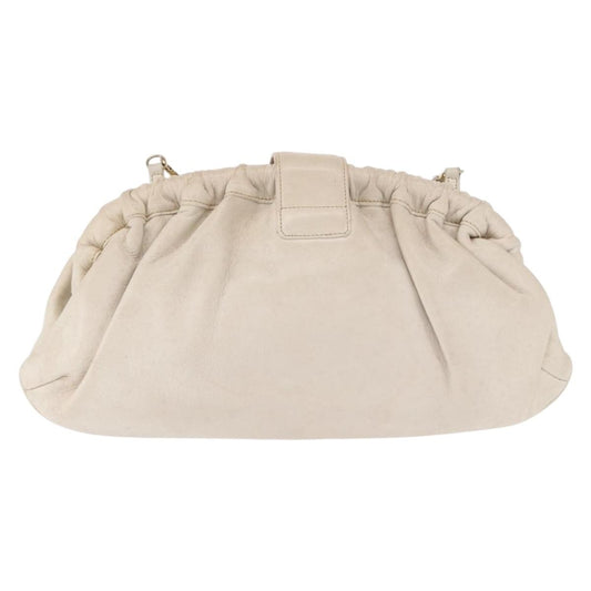 Celine Vintage Shoulder Bag Leather, WHITE, LEATHER, Shoulder bag