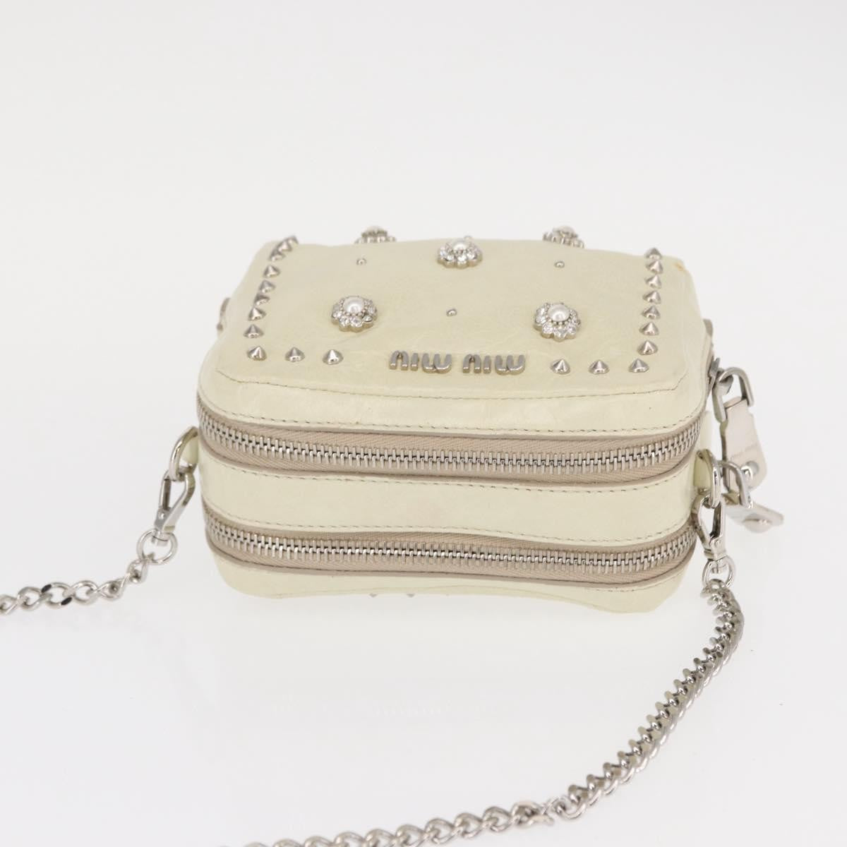 Miu Miu Chain Crossbody Bag Leather, ECRU, LEATHER, Shoulder bag