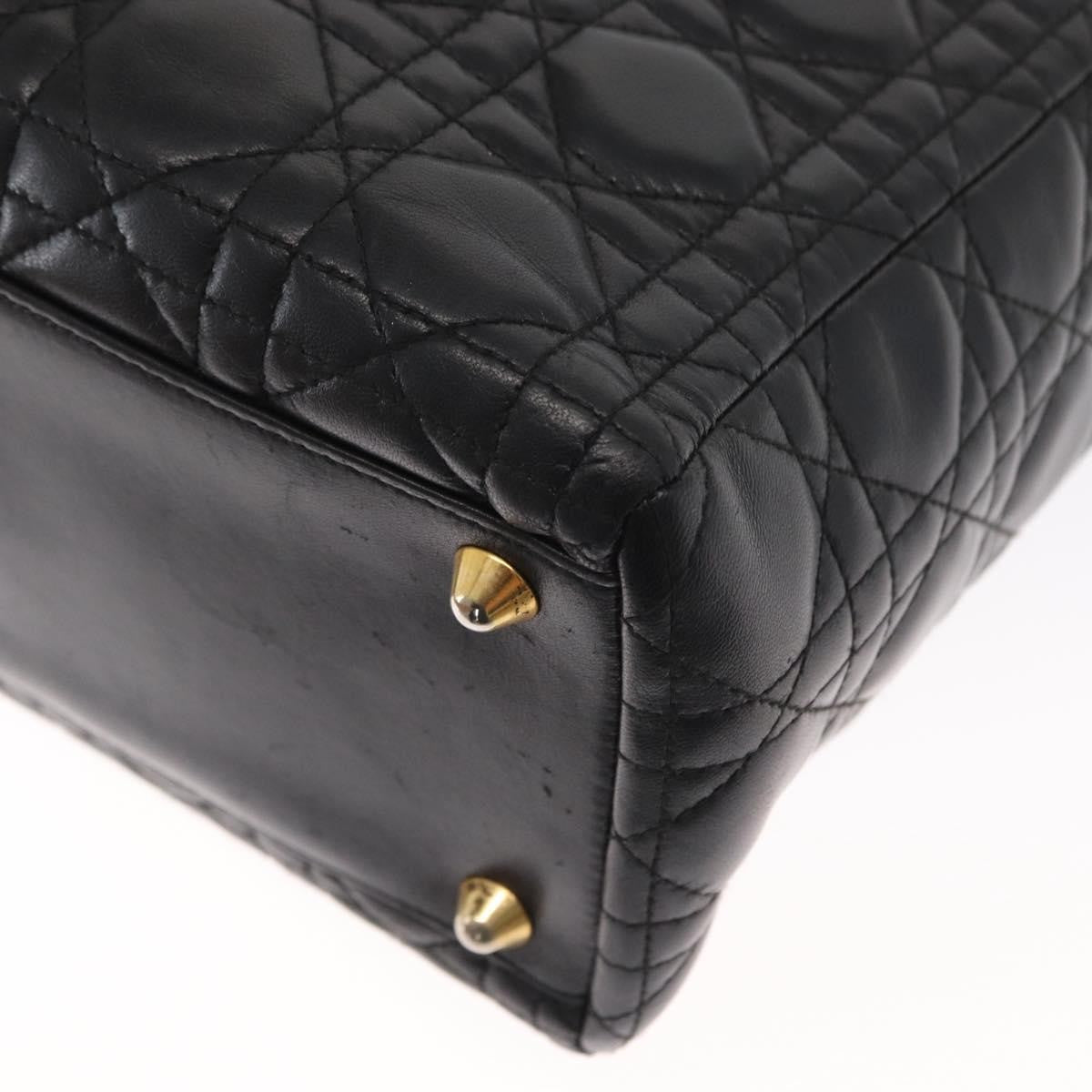 Christian Dior Lady Dior Bag Leather, BLACK, LEATHER, Handbag