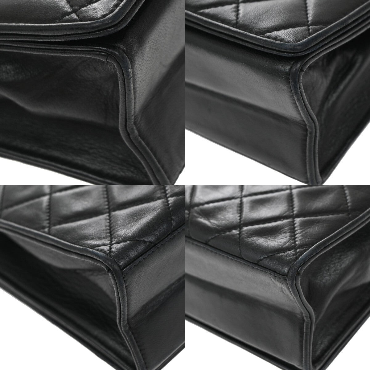 Chanel Vintage CC Chain Full Flap Bag Quilted Leather, BLACK, LEATHER, Shoulder bag