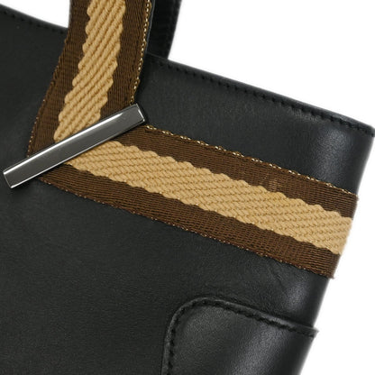 Gucci Web Handbag Leather wih Canvas, BLACK, LEATHER, Handbag