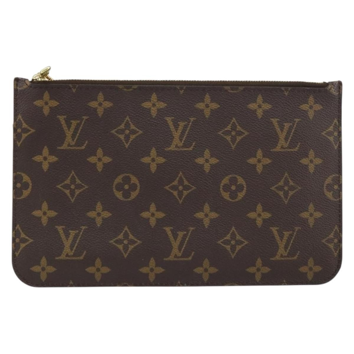Louis Vuitton Neverfull Pochette Monogram Canvas, BROWN, CANVAS, Clutche & pouche