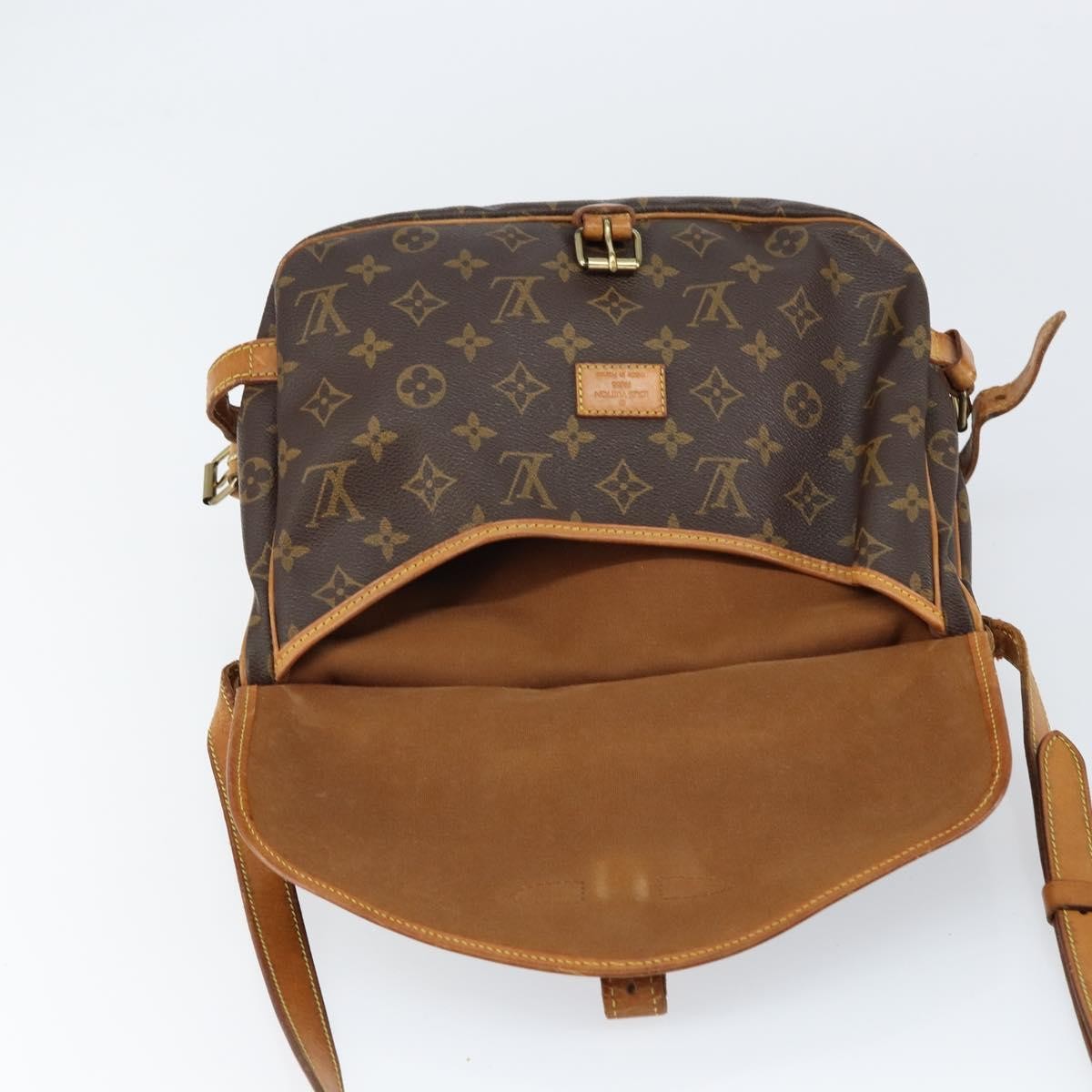 Louis Vuitton Saumur Handbag Monogram Canvas, BROWN, CANVAS, Shoulder bag