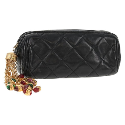 Chanel Vintage Clutch Leather, BLACK, LEATHER, Clutche & pouche