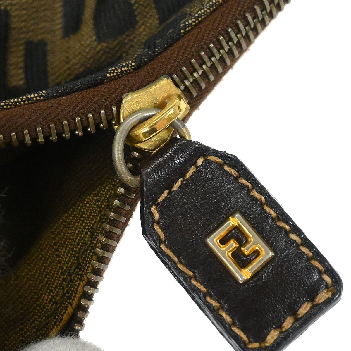Fendi Vintage Zip Hobo Zucca Canvas, BROWN, CANVAS, Shoulder bag