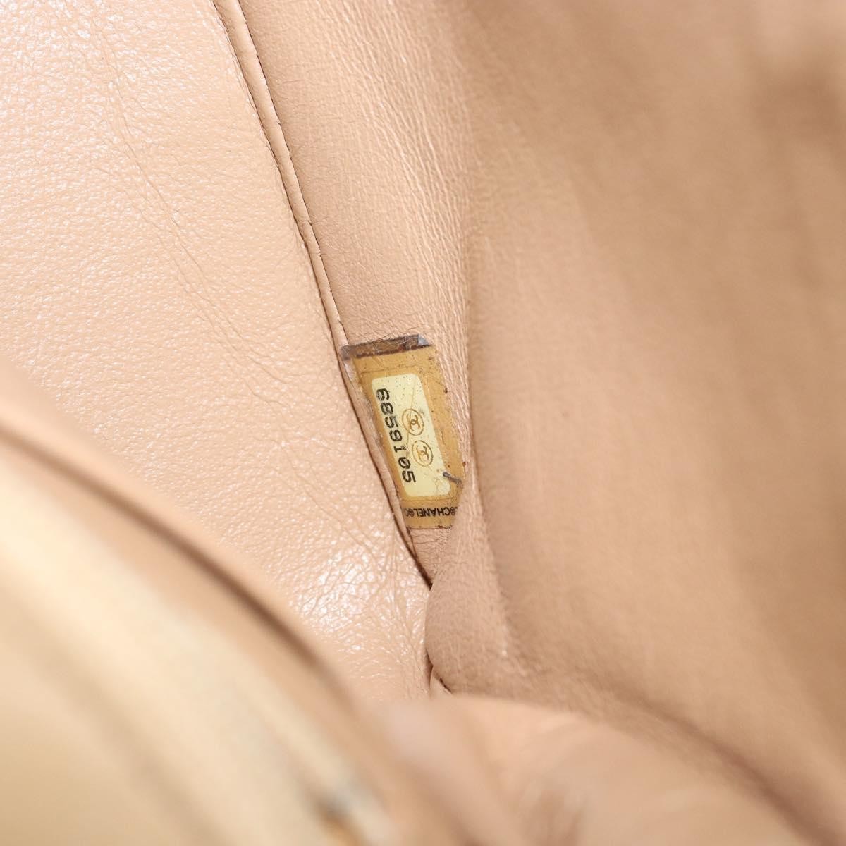 Chanel Vintage Square Classic Single Flap Bag Quilted Lambskin, BEIGE, LEATHER, Shoulder bag