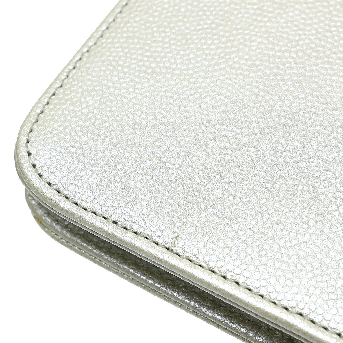 Chanel Timeless Wallet on Chain Textured Leather, Silver, Leather, Wallet