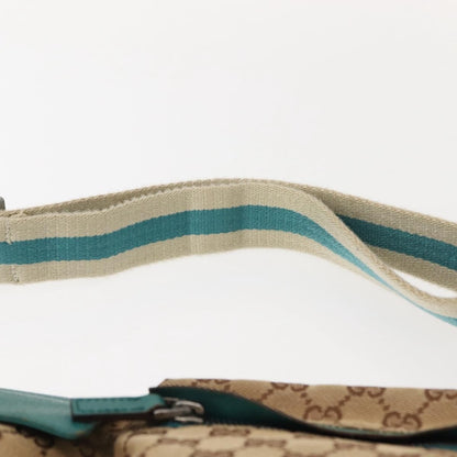 Gucci Vintage Double Belt Bag GG Canvas with Leather, BEIGE, CANVAS, Shoulder bag