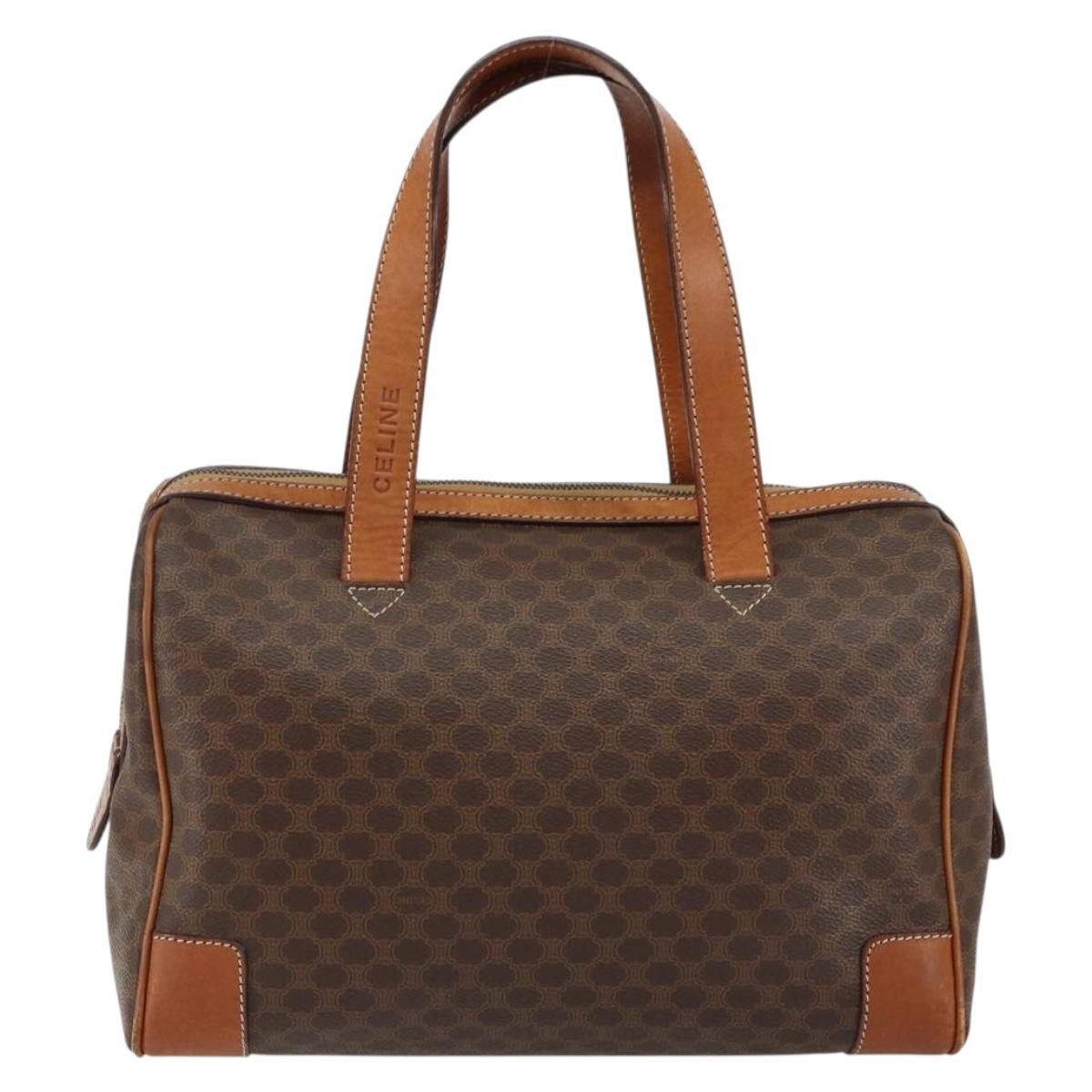 Celine Macadam Handbag Macadam with leather, BROWN, CANVAS, Shoulder bag