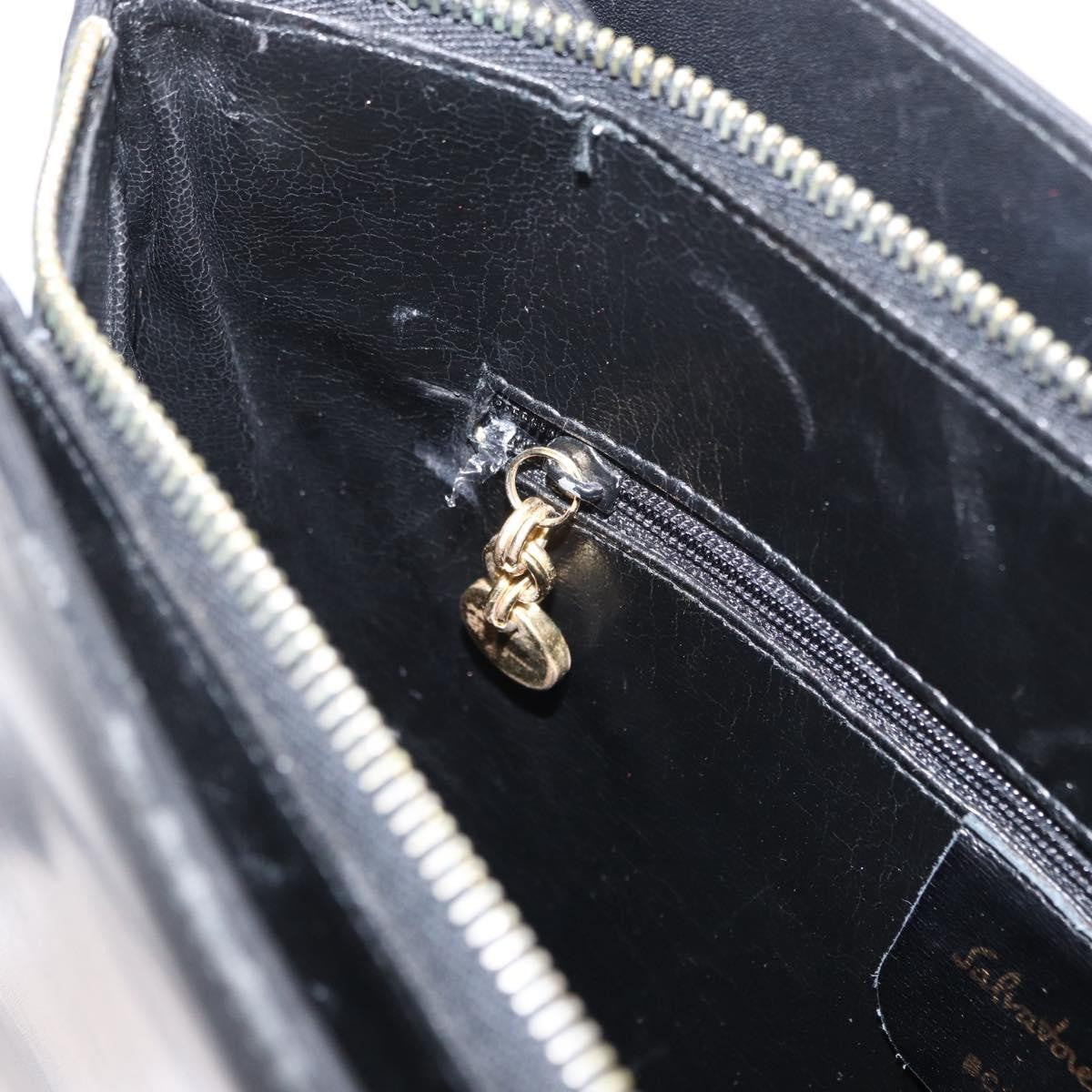 Salvatore Ferragamo Gancini Shoulder Bag Leather, BLACK, LEATHER, Shoulder bag