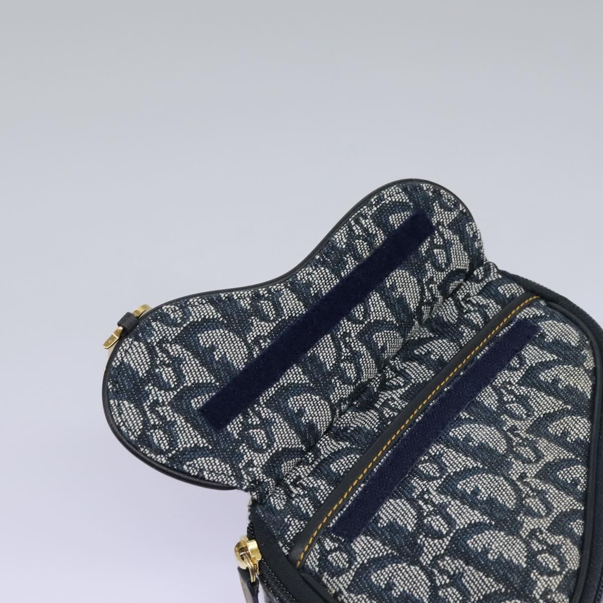 Christian Dior Vintage Saddle Coin Purse Diorissimo Canvas, NAVY, CANVAS, Wallets
