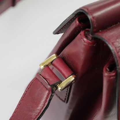 Celine Circle logo Leather, BURGUNDY, LEATHER, Shoulder bag