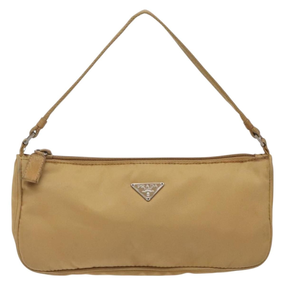 Prada Pochette Shoulder Bag Tessuto, BEIGE, NYLON, Clutche & pouche