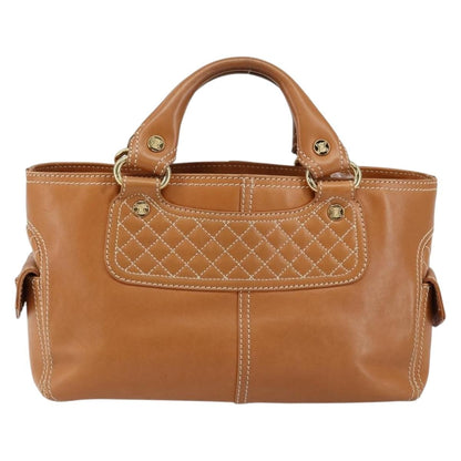 Celine Boogie Satchel Leather, BEIGE, LEATHER, Handbag
