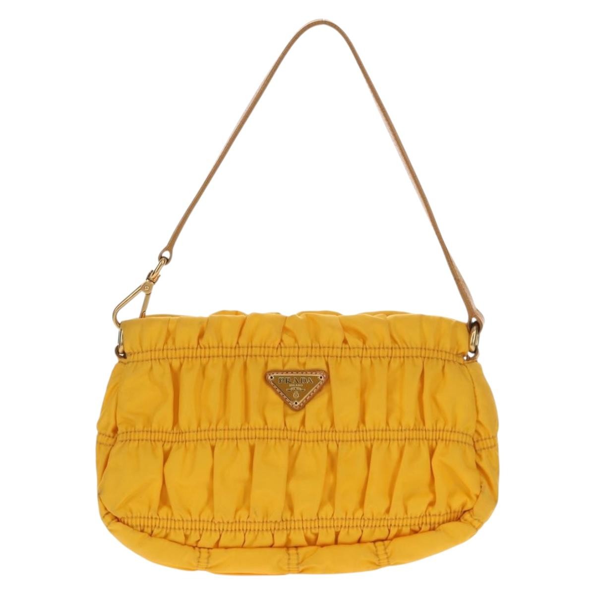 Prada Pochette Tessuto Gaufre, YELLOW, NYLON, Clutche & pouche