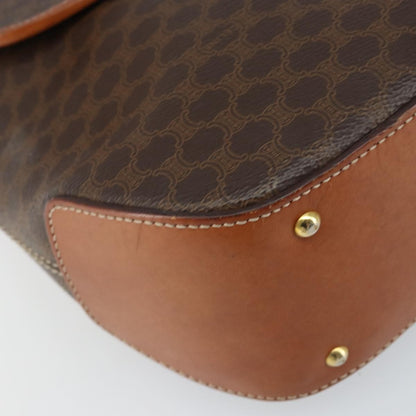 Celine Vintage Macadam Handbag Canvas, BROWN, PVC, Handbag