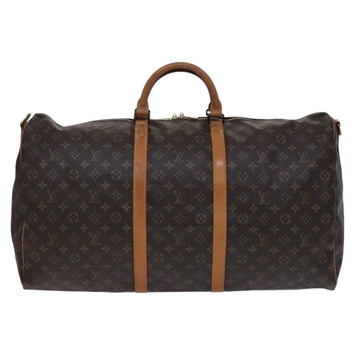 Louis Vuitton Keepall Bandouliere Bag Monogram Canvas, BROWN, CANVAS, Travel bag