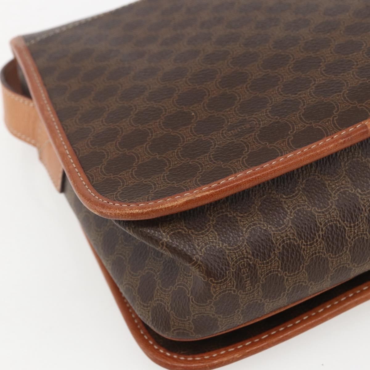 Celine Vintage Macadam Shoulder Bag Canvas and Leather, BROWN, CANVAS, Shoulder bag