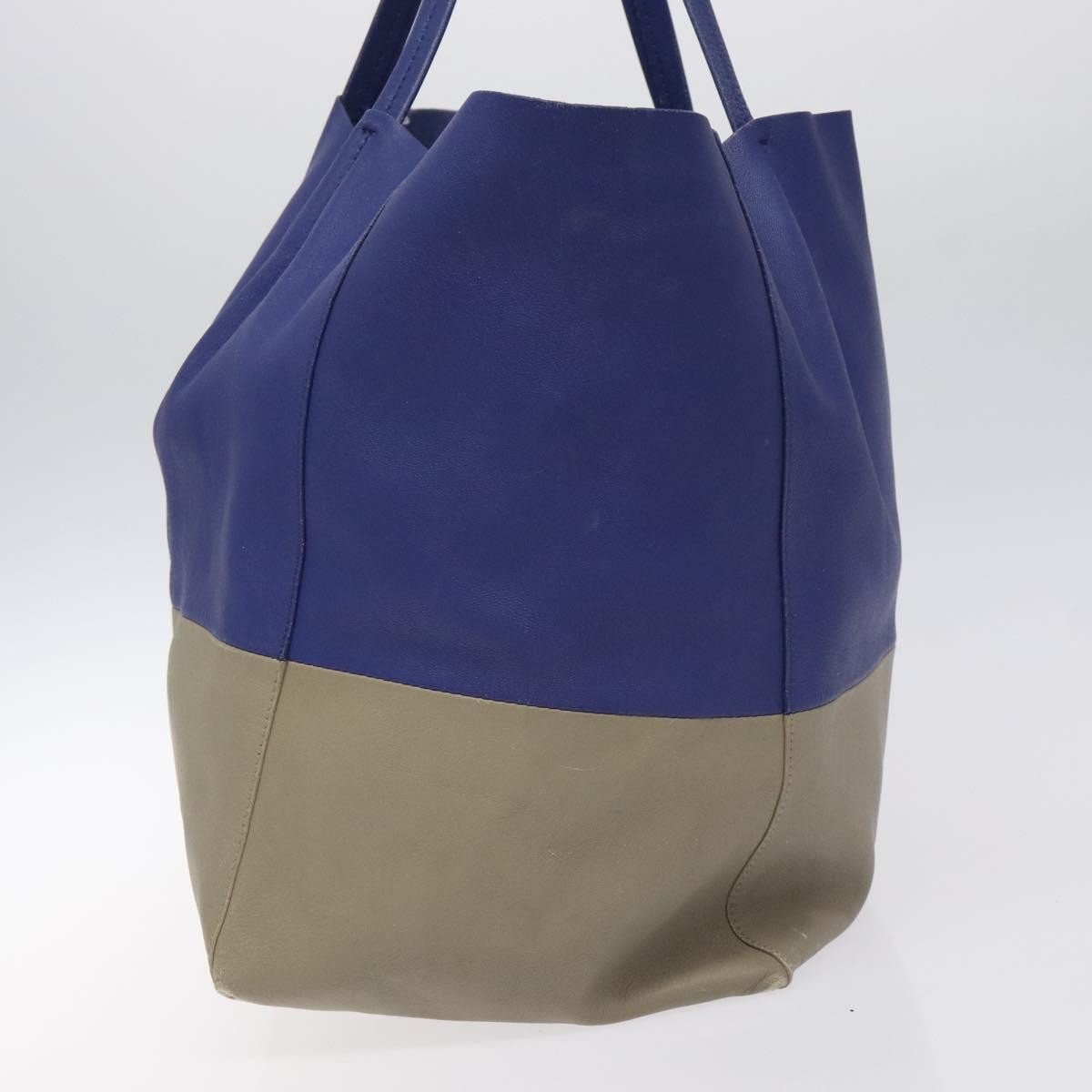 Celine Horizontal Bi-Cabas Tote Leather, BLUE, LEATHER, Tote bag