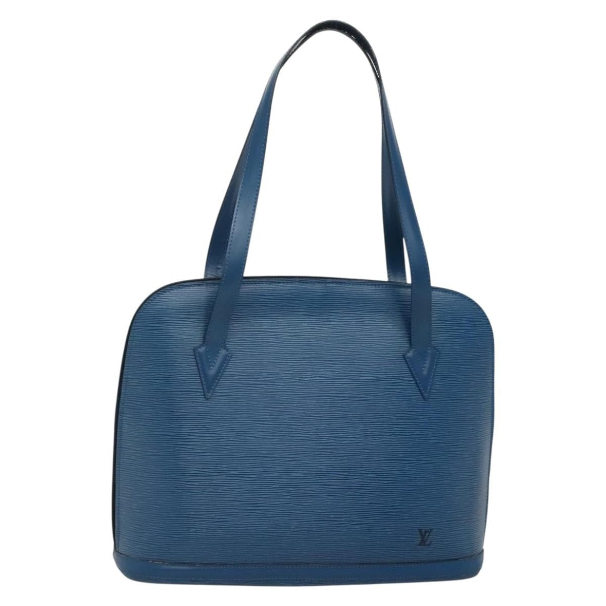 Louis Vuitton Lussac Handbag Epi Leather, BLUE, LEATHER, Shoulder bag