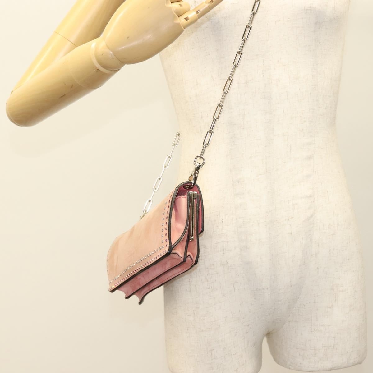 Valentino Garavani Turnlock Chain Shoulder Bag Suede, PINK, SUEDE, Shoulder bag