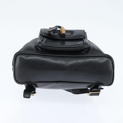 Gucci Vintage Bamboo Backpack Leather, BLACK, LEATHER, Backpack