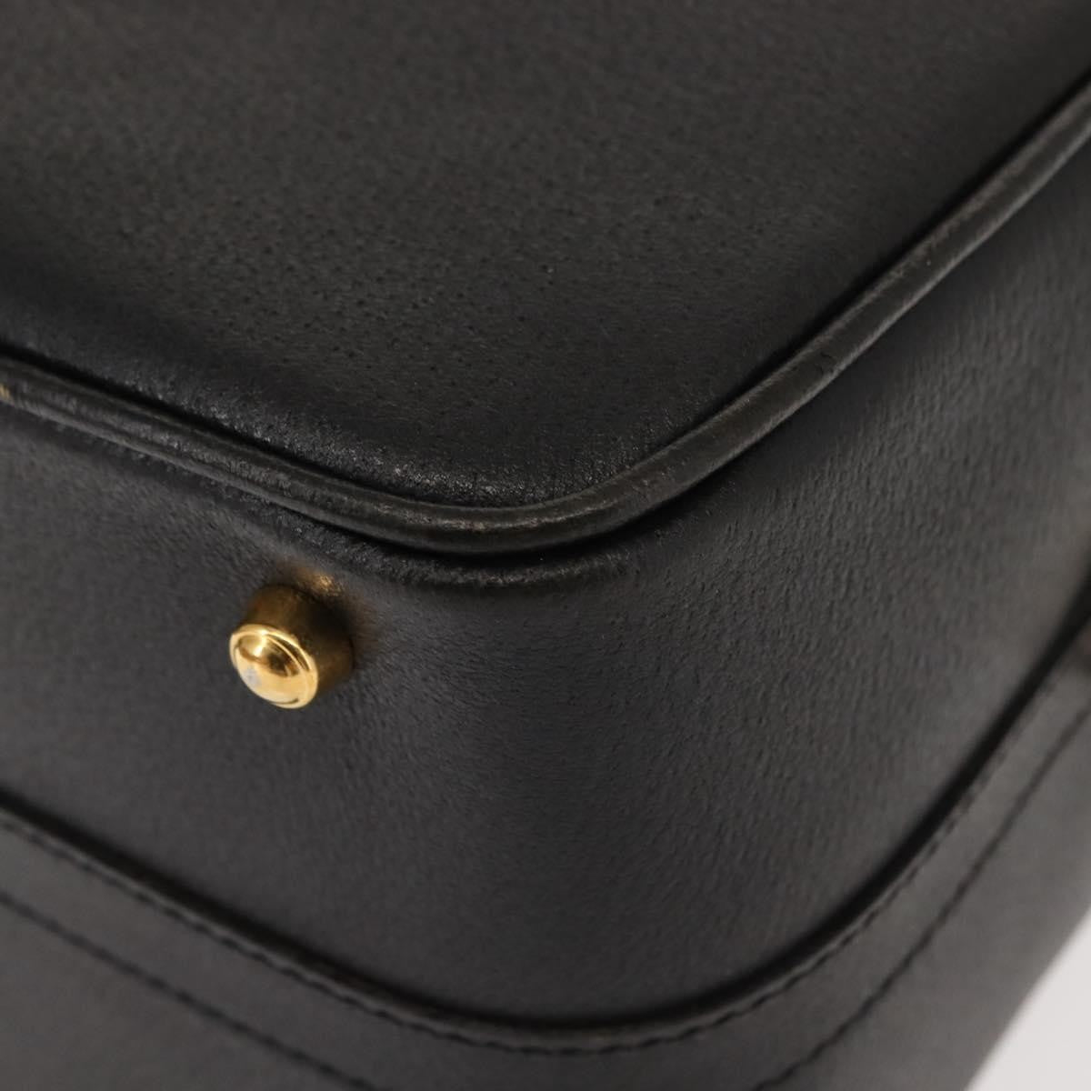 Gucci Vintage Bamboo Vanity Case Leather, NAVY, LEATHER, Handbag