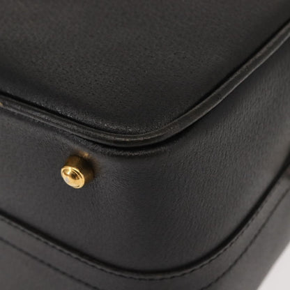 Gucci Vintage Bamboo Vanity Case Leather, NAVY, LEATHER, Handbag