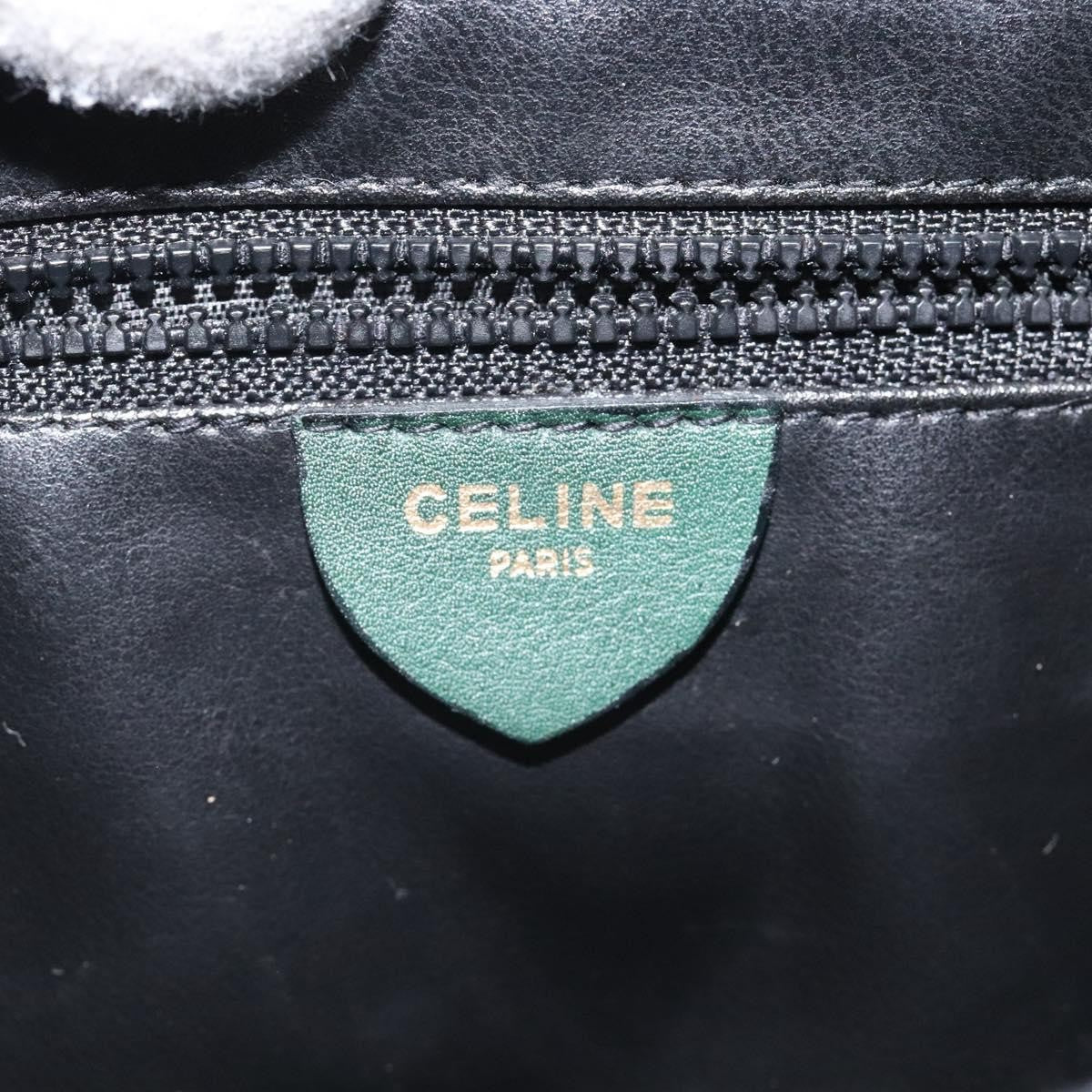 Celine Vintage Triomphe Flap Bag Leather, GREEN, LEATHER, Shoulder bag