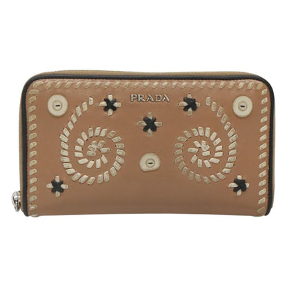 Prada Continental Wallet Saffiano Leather, BEIGE, LEATHER, Wallets