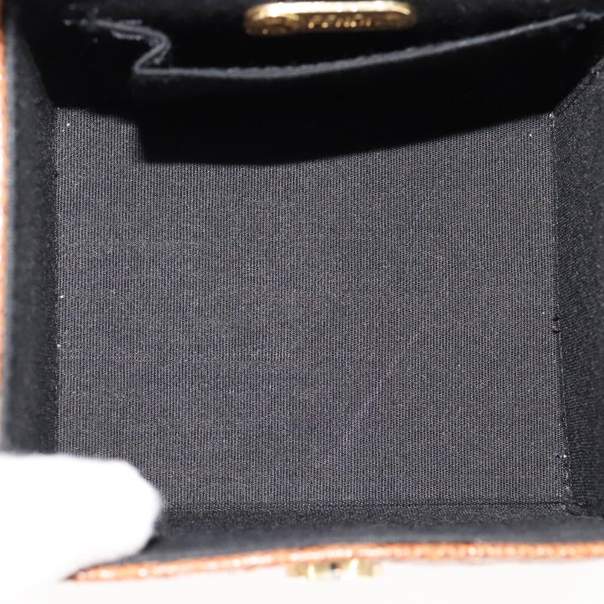 Fendi Vanity Clutch Leather, BROWN, LEATHER, Handbag