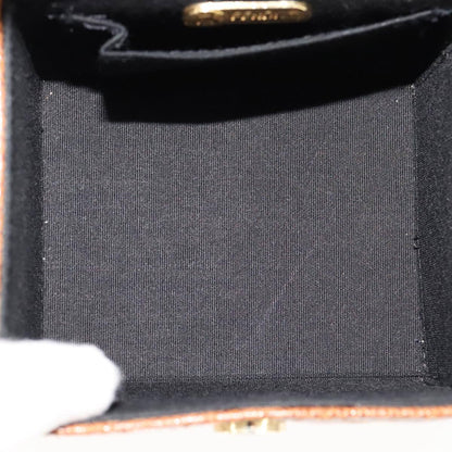 Fendi Vanity Clutch Leather, BROWN, LEATHER, Handbag