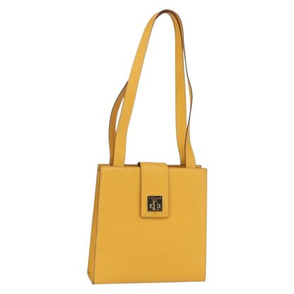 Celine Vintage Shoulder Bag Leather, YELLOW, LEATHER, Shoulder bag
