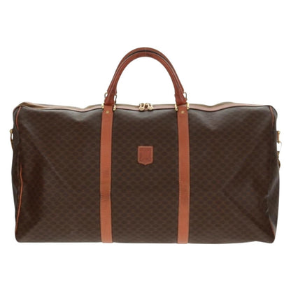 Celine Vintage Macadam Boston bag Canvas and Leather, BROWN, CANVAS, Travel bag