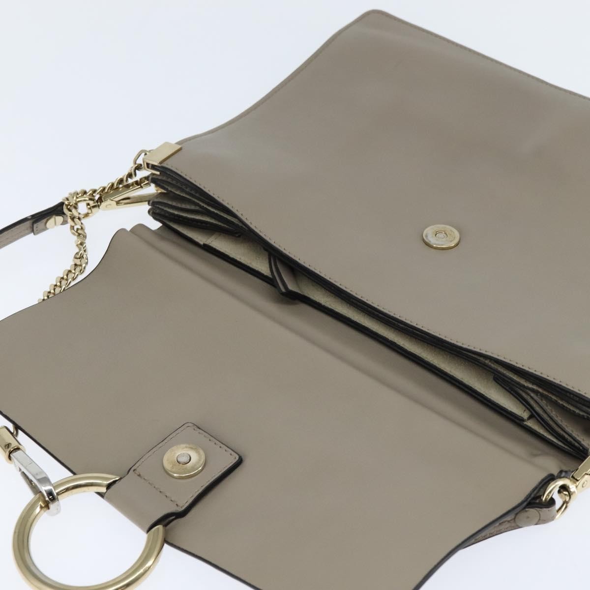 Chloe Faye Shoulder Bag Leather and Suede, Gray, Leather, Shoulder Bag