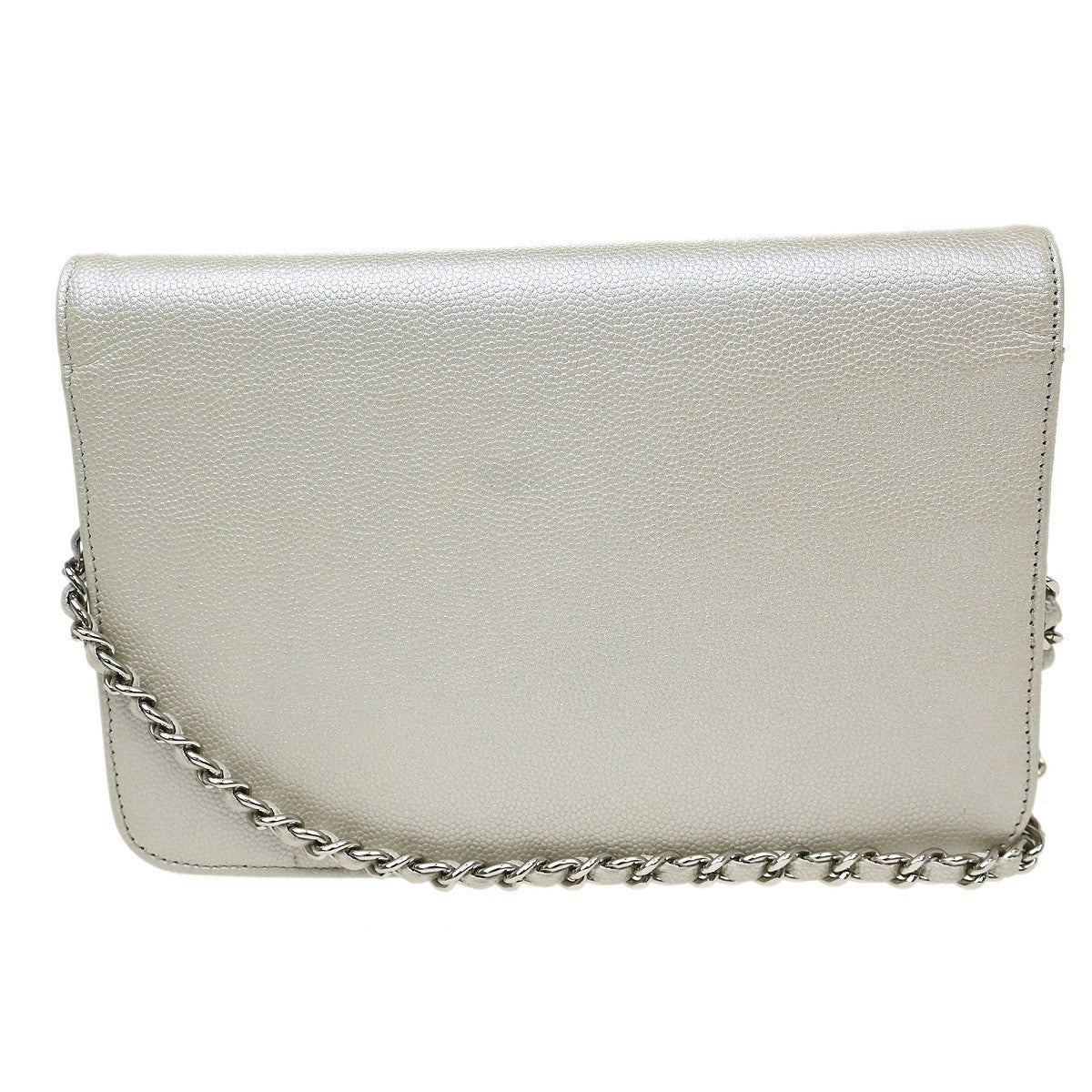 Chanel Timeless Wallet on Chain Textured Leather, Silver, Leather, Wallet