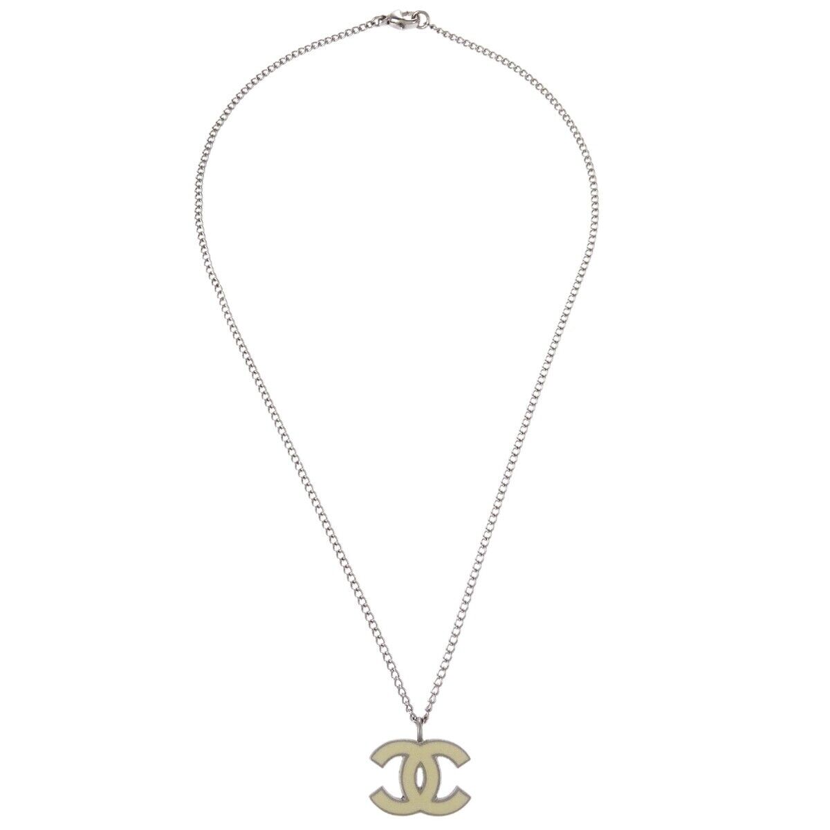 Chanel CC Pendant Necklace Metal, SILVER, SILVER_PLATED, Necklace