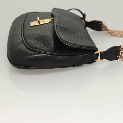 Prada Vintage Chain Flap Shoulder Bag Leather, BLACK, LEATHER, Shoulder bag