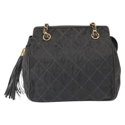 Chanel Vintage Shoulder Bag Satin, GRAY, SATIN, Shoulder bag