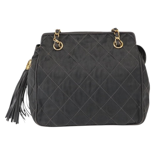 Chanel Vintage Shoulder Bag Satin, GRAY, SATIN, Shoulder bag