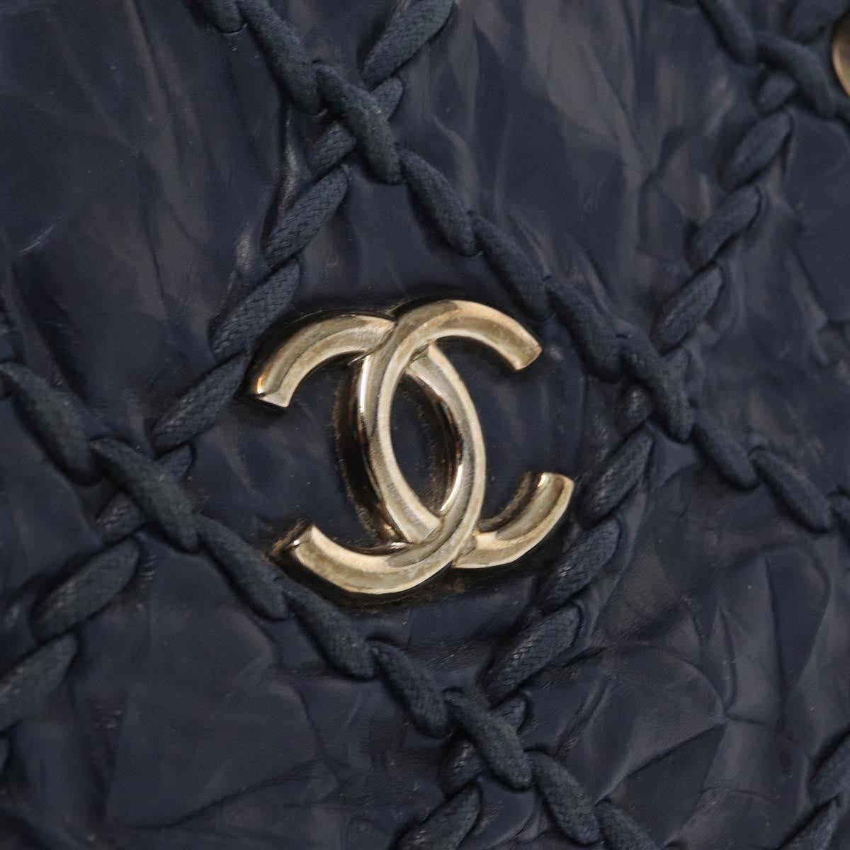 Chanel Ultra Stitch Chain Tote Quilted Calfskin, NAVY, LEATHER, Tote bag