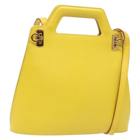 Salvatore Ferragamo Wanda Top Handle Shoulder Bag Leather, YELLOW, LEATHER, Handbag