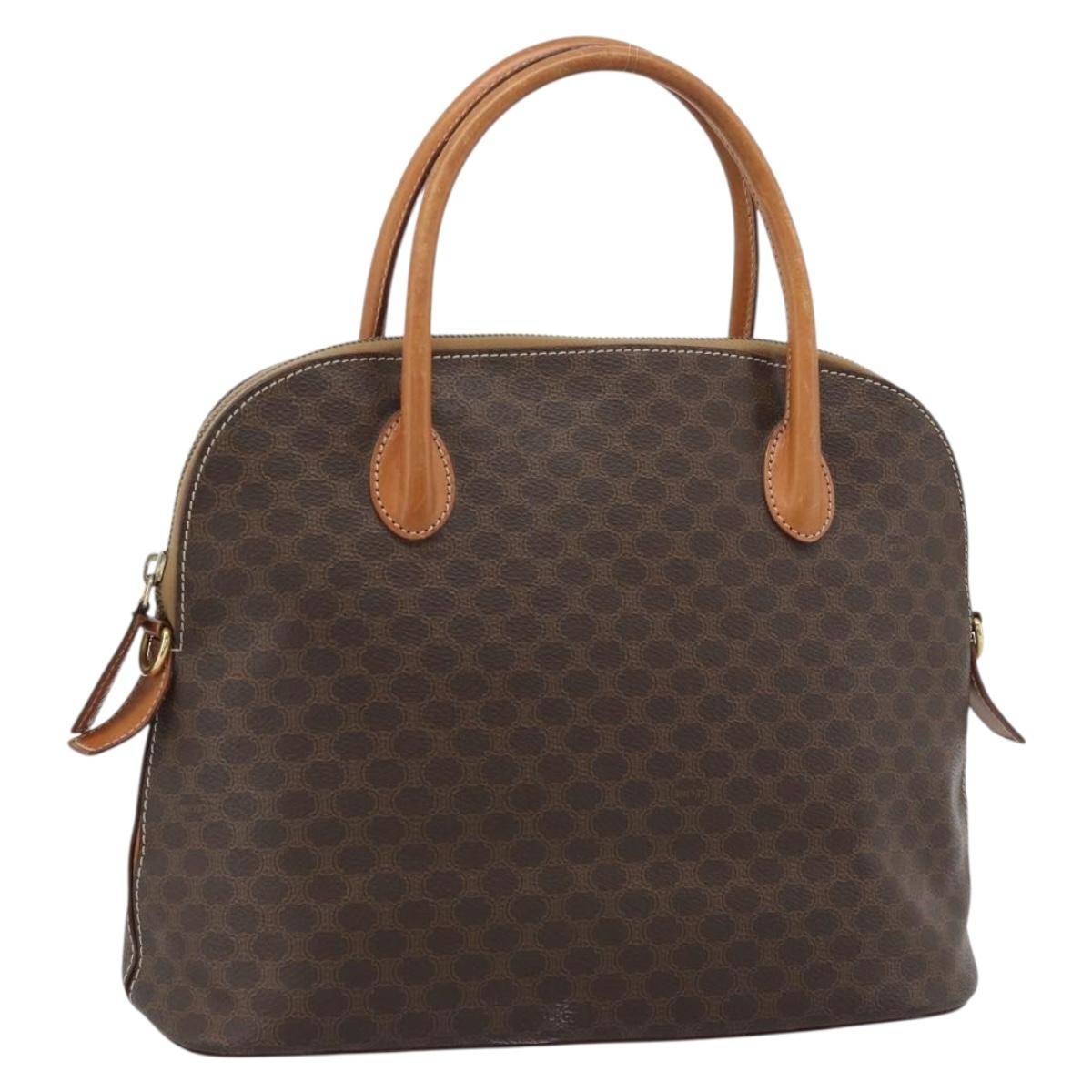Celine Vintage Macadam Handbag Canvas, Brown, Canvas, Handbag