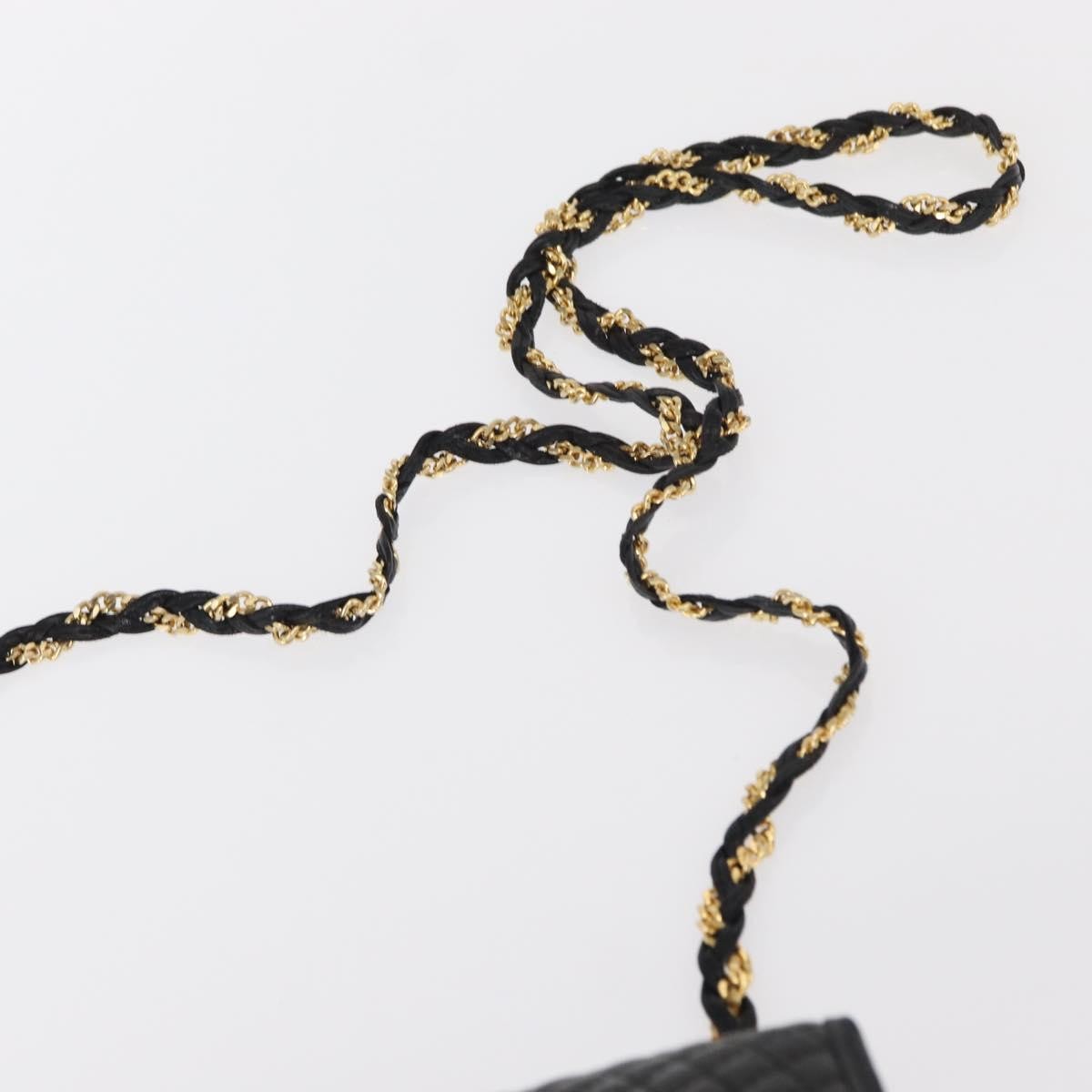 Bally Vintage Chain Shoulder Bag Quilted Leather, BLACK, LEATHER, Shoulder bag