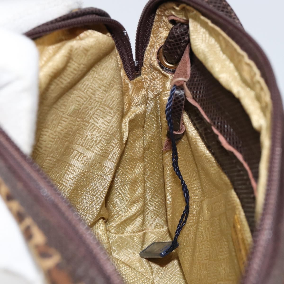 Bottega Veneta Vintage Shoulder Bag Leopard Print, BROWN, NYLON, Shoulder bag