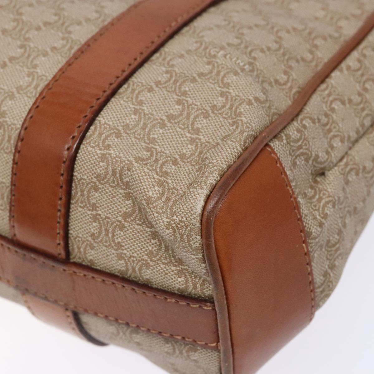 Celine Vintage Macadam Shoulder Bag Canvas and Leather, BEIGE, CANVAS, Shoulder bag