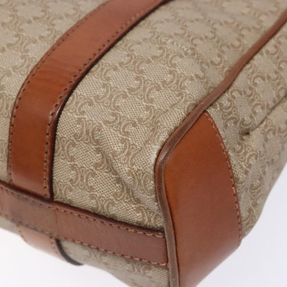 Celine Vintage Macadam Shoulder Bag Canvas and Leather, BEIGE, CANVAS, Shoulder bag