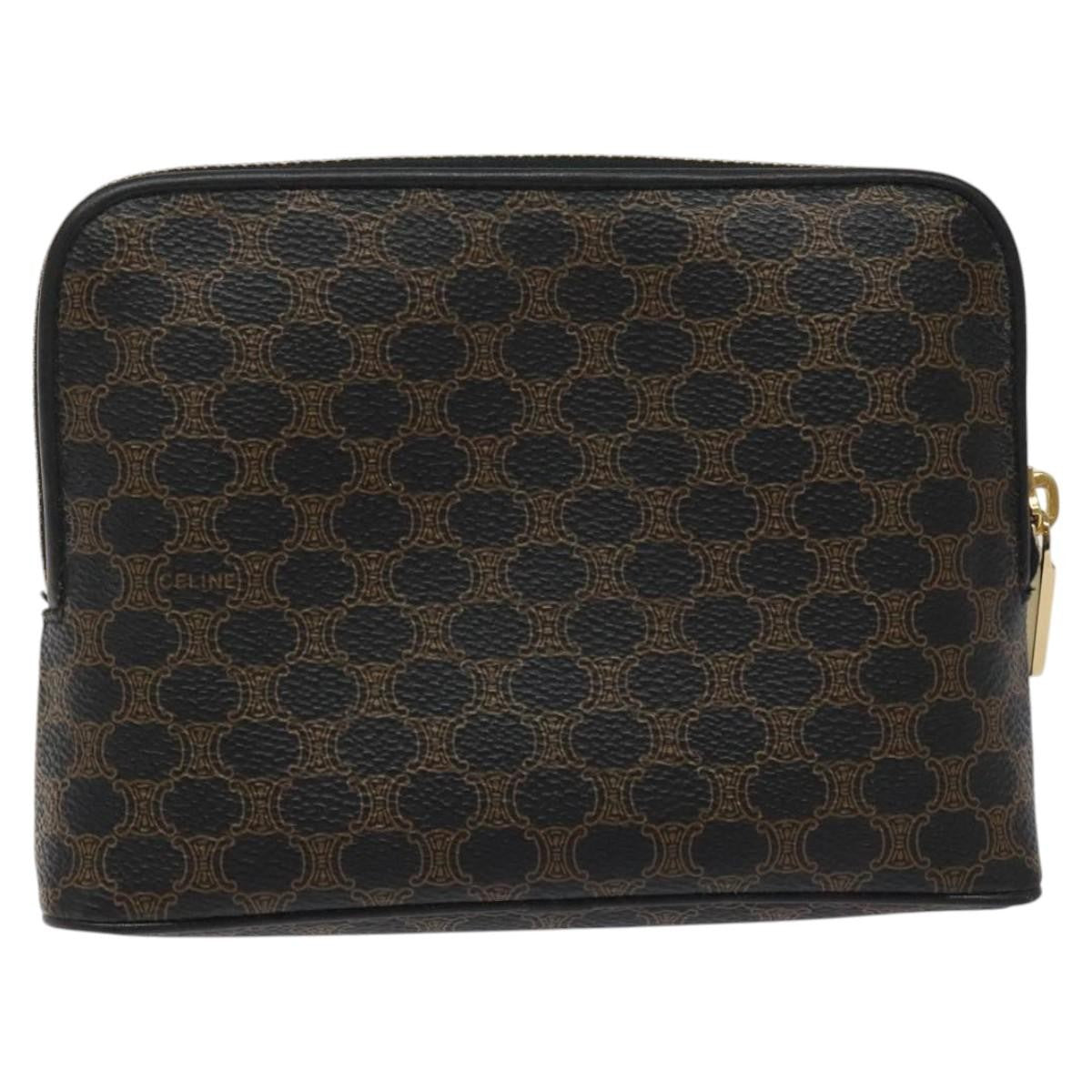 Celine Macadam Pochette Canvas and Leather, BLACK, CANVAS, Clutche & pouche