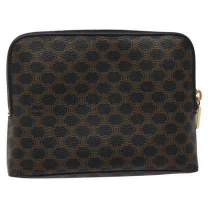 Celine Macadam Pochette Canvas and Leather, BLACK, CANVAS, Clutche & pouche