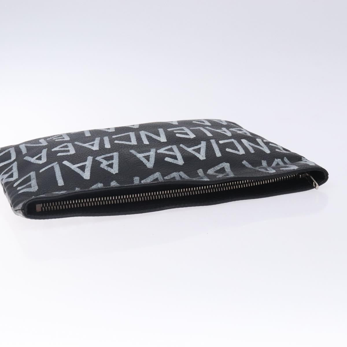 Balenciaga Graffiti Pouch Leather, BLACK, LEATHER, Clutche & pouche